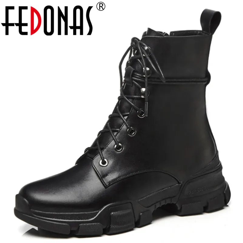FEDONAS 2019 New Women Mid-calf Boots Punk Martin Shoes Woman Round Toe High Motorcycle Boots Platforms Leather Casual Shoes FEDONAS 2019 New Women Mid-calf Boots Punk Martin Shoes Woman Round Toe High Motorcycle Boots Platforms Leather Casual Shoes