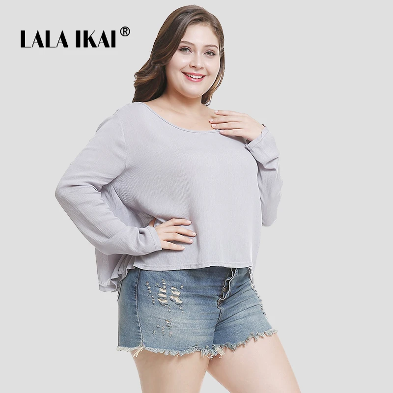 LALA IKAI/плюс Размеры XL 2XL 3XL 4XL 5XL Гэри Лоскутная футболка Для женщин свободные