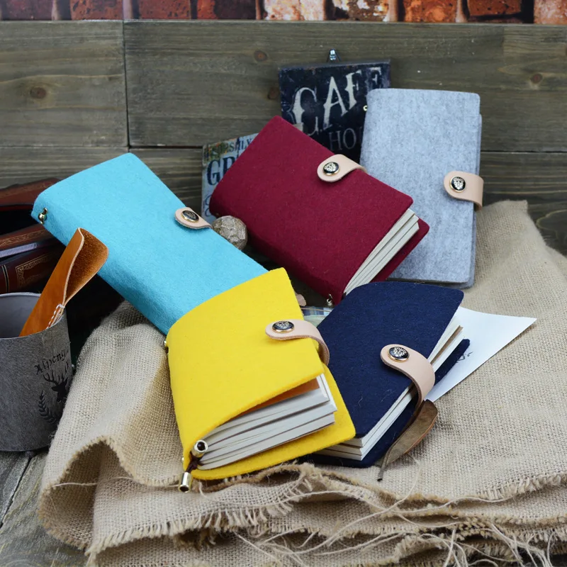

Climemo Felt Notebook, Colorful Student Notepad, Bullet Journal Planner Diary Agenda, for Travel School, 17.2*10cm