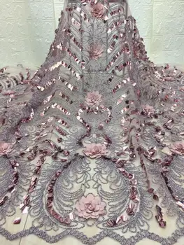 

Latest Onion Embroidery Lace Fabric African Lace Fabric 2019 High Quality Lace Sequins French Net Tulle Lace Fabric(7-19