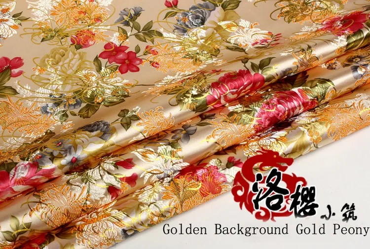 Плотный Китайский древний костюм платье Одежда Ткань Кимоно Cos золотой шелк атлас Дамаск жаккардовые парчи Швейные пион из ткани серии