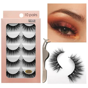 

10 Pairs Thick 3D Mink Eyelashes Long Lasting Mink Lashes Natural Dramatic Volume Eyelash Extension &Tweezers for Eyes Beauty