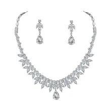 WEIMANJINGDIAN бренд подвеска с цирконием ожерелье с каплевидными кристаллами и маркиза CZ ожерелье и серьги свадебный комплект ювелирных изделий