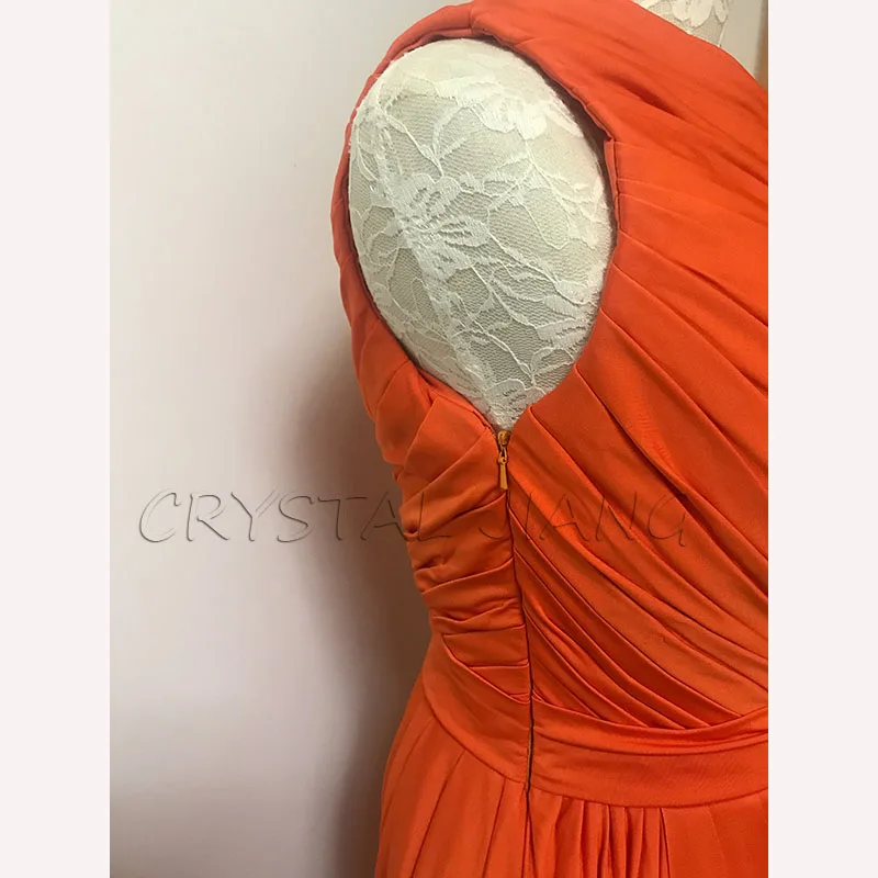 Burnt Orange One Shoulder Bridesmaid Dresses: Long Draped Dress with Split - Maid of Honor Dresses image 5