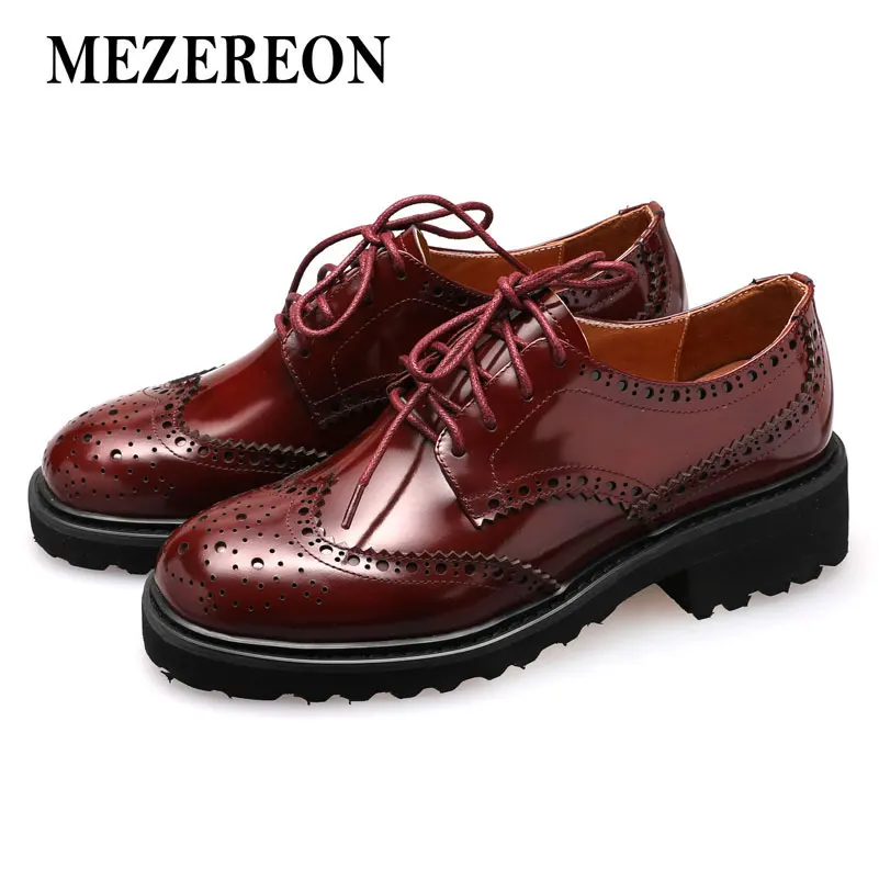 MEZEREON Oxford Shoes For Women Spring Autumn Footwear Lace-Up Oxfords European Ladies Elegant Round Toe | Обувь