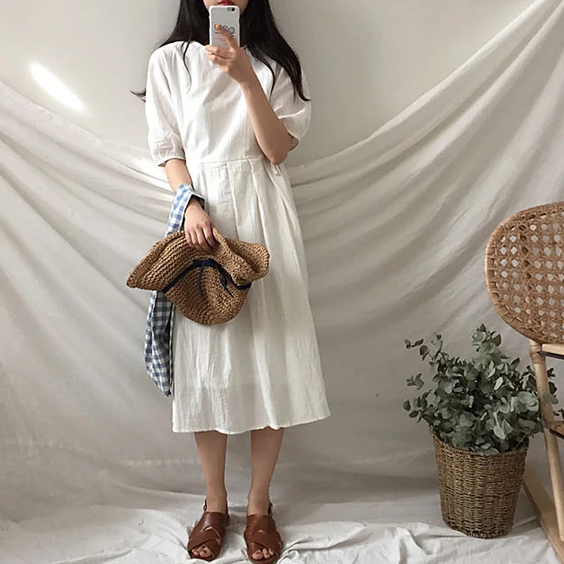 Для женщин платья Япония Kawaii Ulzzang Chic версия плиссированные летние офисные