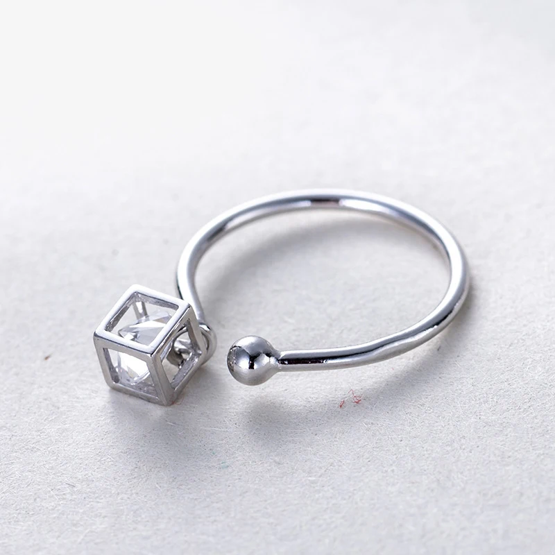 

Original Design 925 Sterling Silver Opening Rings For Women Fashion Cube Personalized Female Creative Adjustable Ring Jewellery