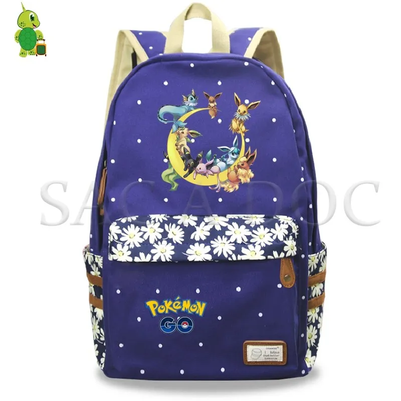 Светящийся рюкзак с покемонами для девочек, школьные сумки с цветочным рисунком и волнами, Пикачу, генгар, напечатанные рюкзаки для ноутбука, дорожные сумки, повседневный рюкзак