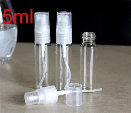 

5ml Empty Perfume Spray Bottles Wholesale and Retail 200pcs/lot Transparent Small Glass Refillable Bottle