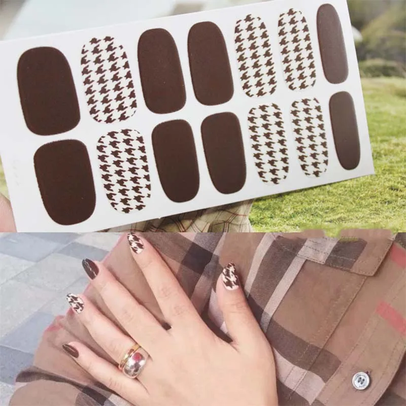 

14tips/sheet Colorful Shinny Full Nail Art Tips DIY Adhesive Wraps Waterproof Nail Stickers Decorations Manicure Drop D33