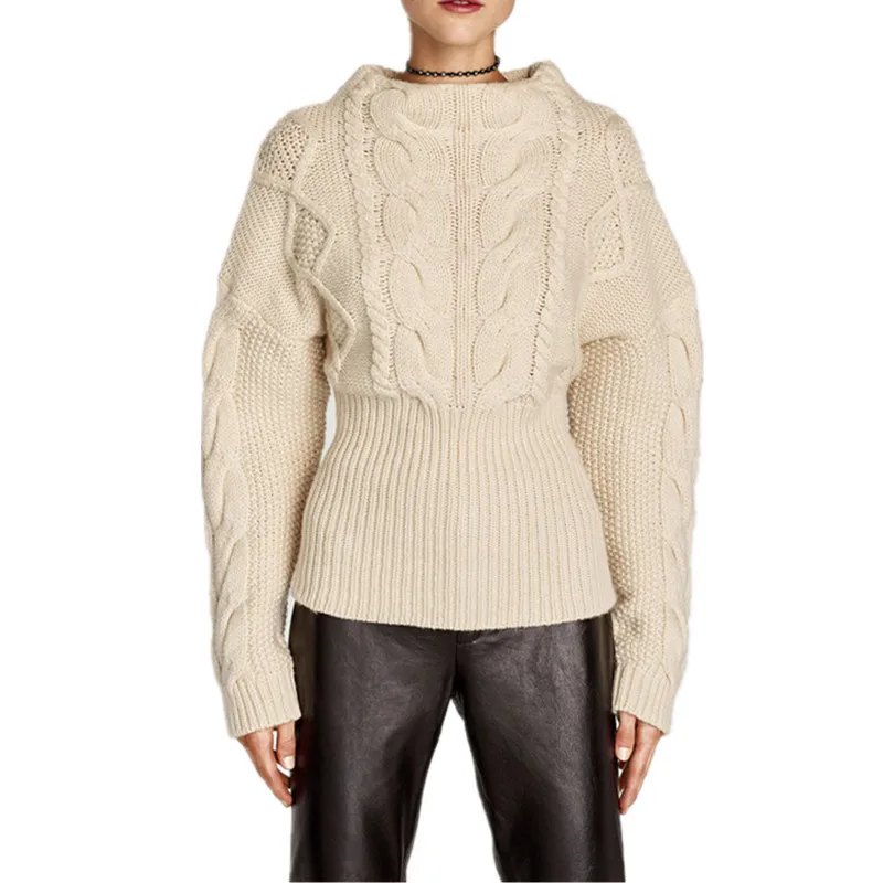 

Runway Sweater Knitted Twist Pattern Sweater 2018 Winter Designer Oversized Sweaters Tops Woman Long Sleeve Pullovers Jumper