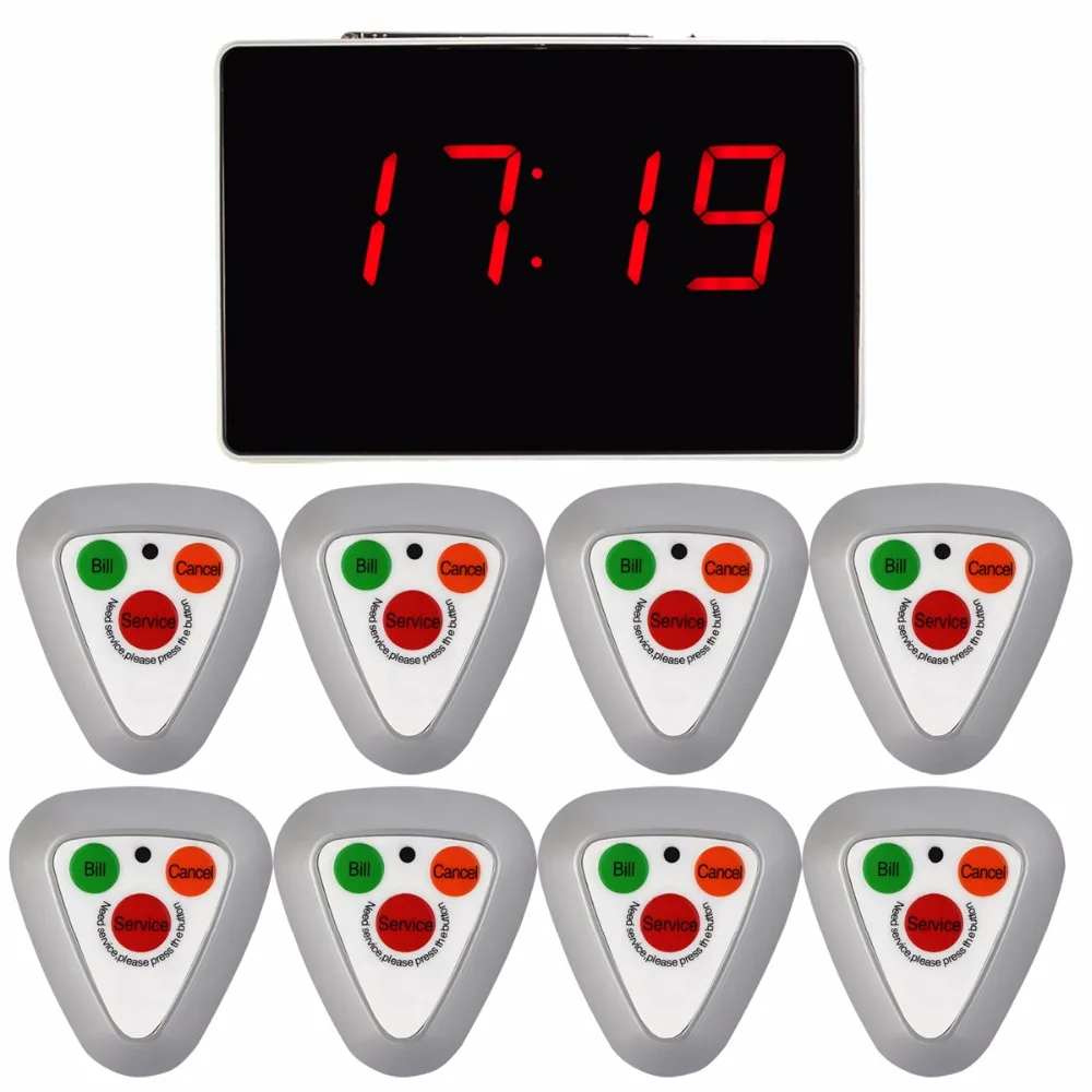 Pager System For Restaurant Waiter Calling System Wireless Voice Call Pager 1 Receiver Host Display + 8 Call Button Transmitter Pager System For Restaurant Waiter Calling System Wireless Voice Call Pager 1 Receiver Host Display + 8 Call Button Transmitter