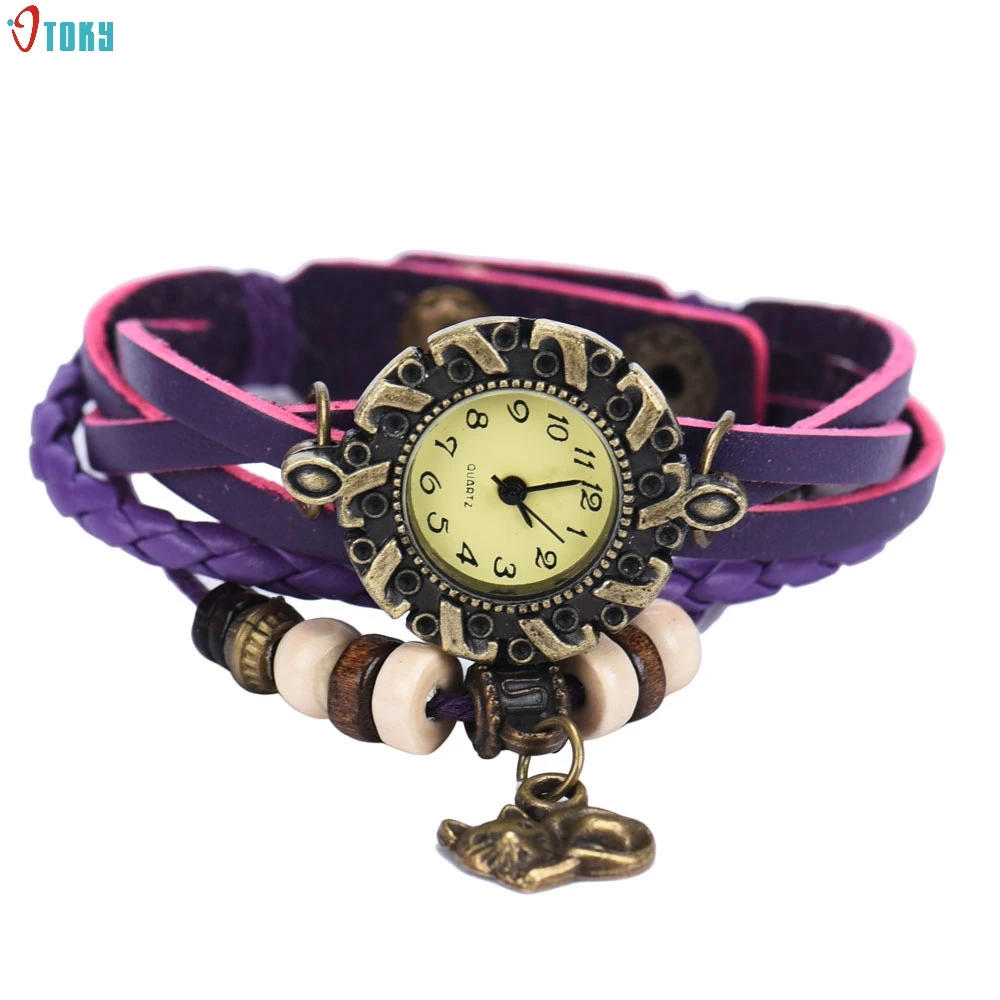 

OTOKY 2017 Women Quartz Weave Around Wrist Watches Female PU Leather Cat Bracelet Lady reloj mujer kol saati JUL 26