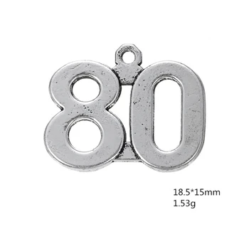

Antique Silver Number 80 Pendant Arabic Numerals Figures Charms For Handmade Women Jewelry Necklace Making DIY Accessories 50PCS