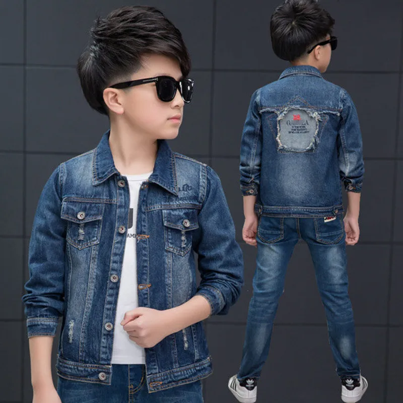 Niños ropa para niños ropa de mezclilla vaqueros chaqueta del muchacho de Jeans niños primavera y otoño moda nueva azul marino Tops outwear|Chaquetas y abrigos| - AliExpress