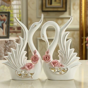 

Small Creative Ceramic Swan Lovers Home Decor Crafts Room Decoration Objects Wedding Gift Porcelain Figurines Wedding Decoration