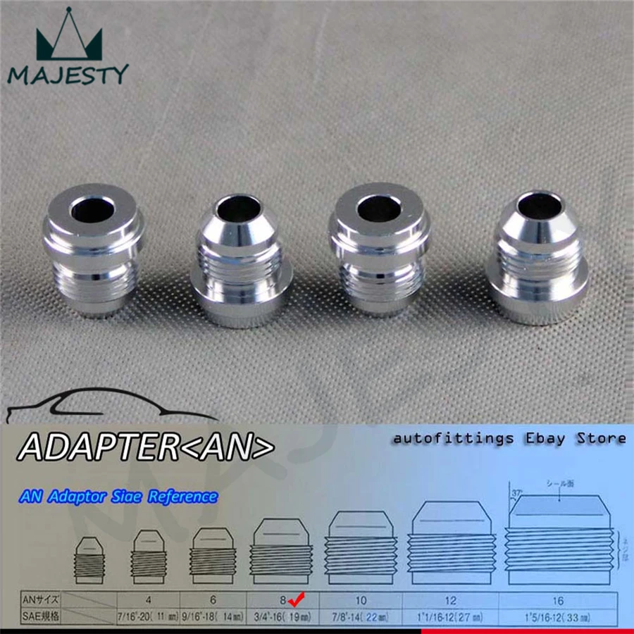 4pcs AN 8 AN8 Male Aluminium Adapter Weld Bung Nitrous Hose Fitting