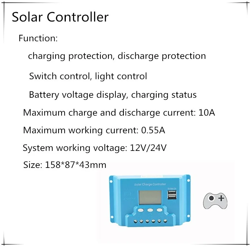 Cabo do Painel Solar com Controlador Casa Sistema Solar Kit Diy 10w 18v 10W casa Sistema Solar 18V cabo do