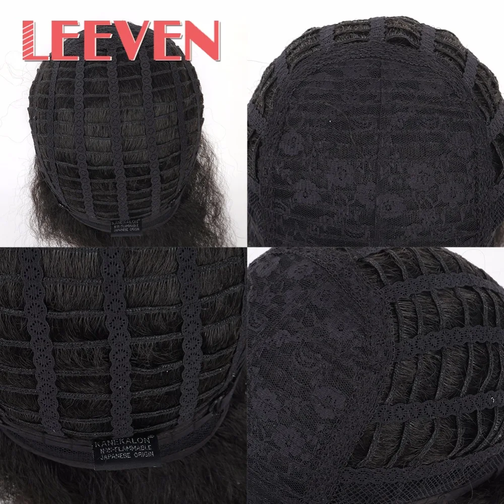 Leeven, 6,5 дюймов, 100 г/шт., синтетические волосы, короткие, черные, кудрявые, кудрявые, афро, парик, пушистые, косплей, парики для женщин, высокотемпературное волокно