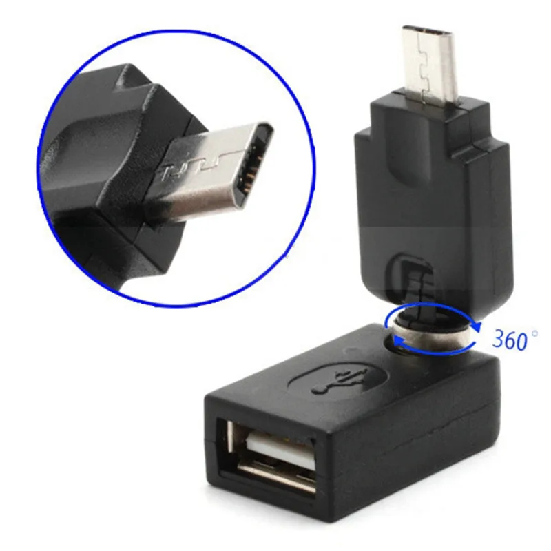 

USB 2.0 Female to Micro 5 Pin Male 360 Degree Rotation Angle Extension Adapter