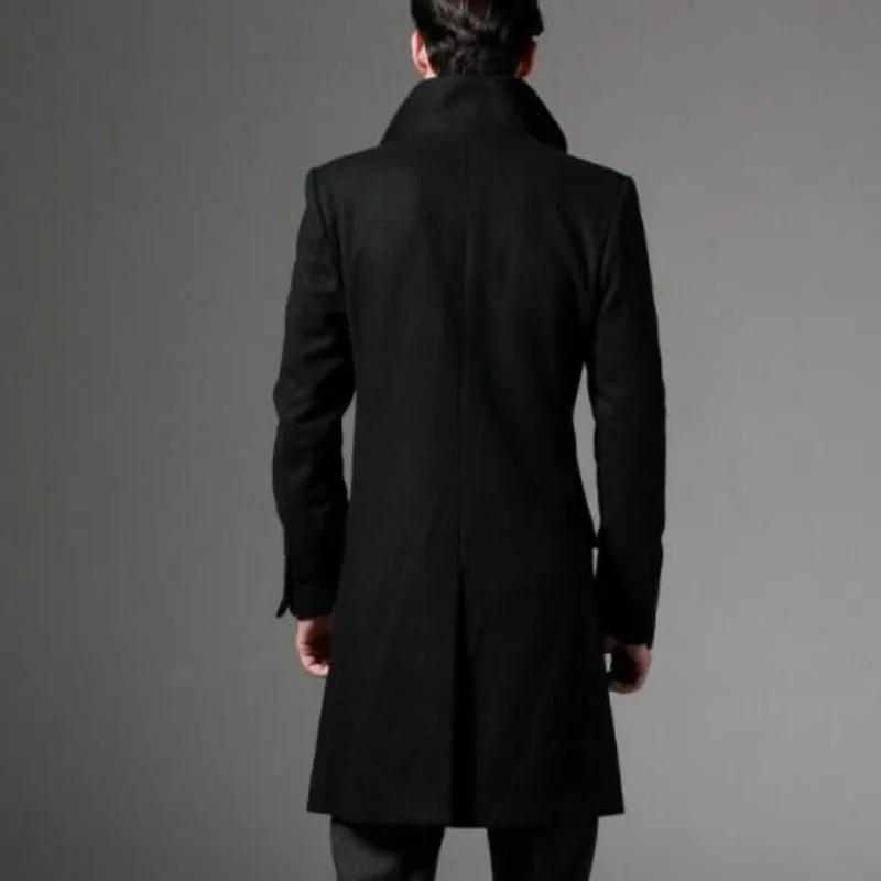 Autumn Winter Top Quality Mens Fashion Casual Single Breasted Long Trench Coat Jacket Woolen Overcoat British Style 2XL 3XL