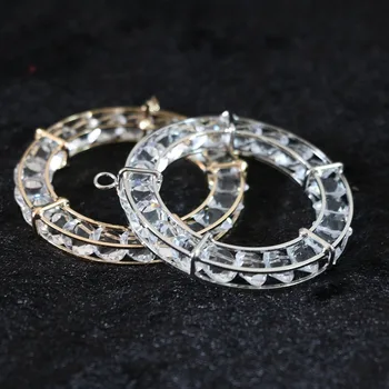 

Fashion rhinestone beads crystal pendants copper/silver-color plated arc circle cage 30mm 50mm diy jewelry 2/pcs B890