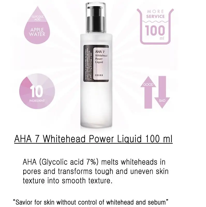 Cosrx AHA 7 Whitehead power Liquid 100 мл уход за кожей лица Белые головки Sebum средство от черных точек акне лечение гладкой кожи лица