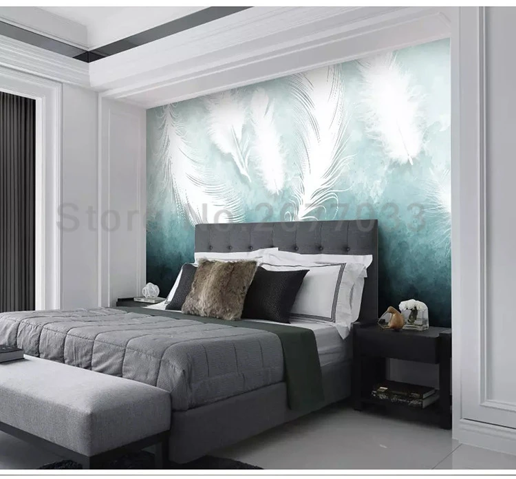 Американский современный белый перо текстура настенное покрытие Фреска художественные обои для гостиной ТВ диван спальня домашний Декор 3D настенная ткань
