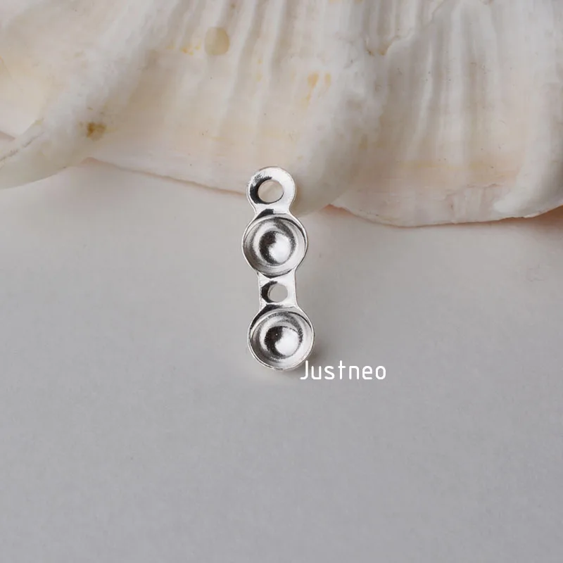 Sterling Silver Clam Shell Bead Tip with Rings (2)