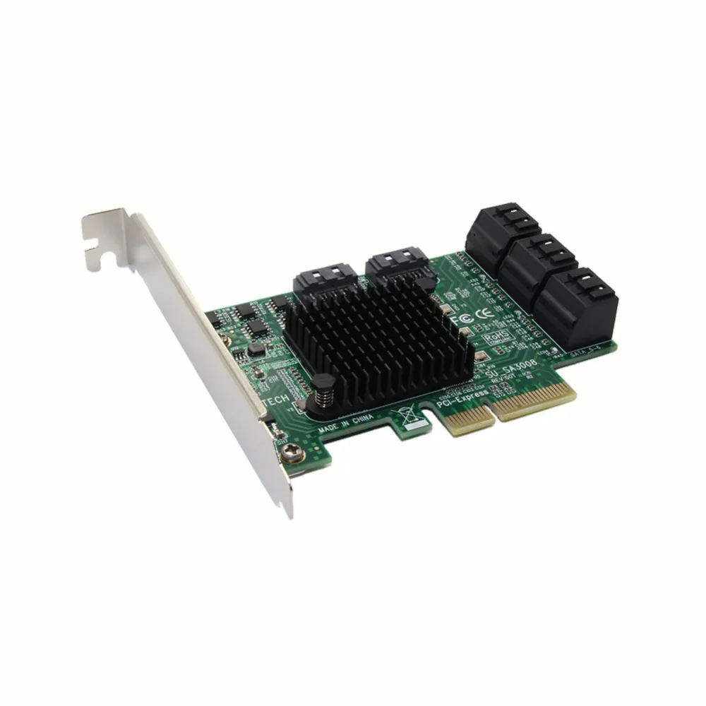 

VAKIND 8-port 6Gbps SATA3.0 Expansion Card SA3008 ASM1061 PCI-E Chip Adapter Card High-speed Arithmetic Core Chip Adapter Card