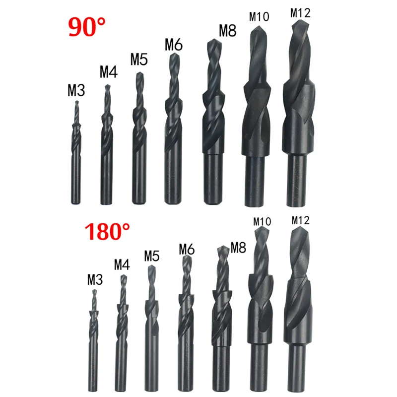 Counterbore Twist Step Drill Dual Cutting Bit HSS For Metal 90 180 Degree M3 M4 M5 M6 M8 M10 M12 Gold TiN Coating M4 180 Degree