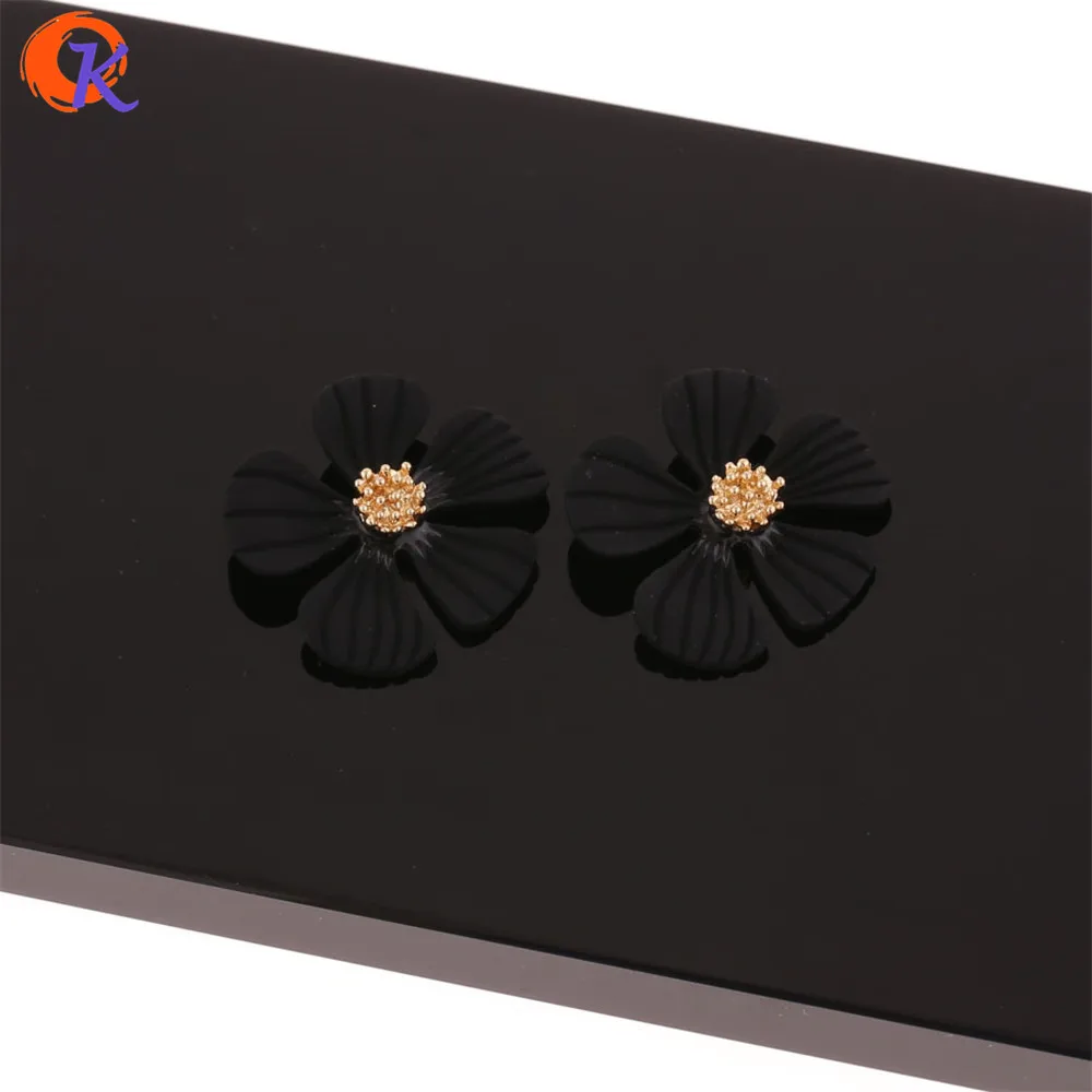 Cordial Дизайн 50 шт 25*26 мм аксессуары для ювелирных изделий/соединители для сережек/в форме цветка/цинковый сплав/diy части/ручная работа/фурнитура для сережек - Цвет: Black