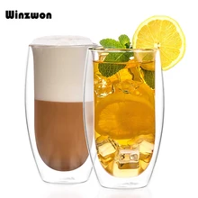 1 шт., 450 мл, двухслойная стеклянная чашка, креативная Кофейная, чайная, винная, пивная, виски, стеклянная чашка с двойными стенками, стеклянная чашка для эспрессо