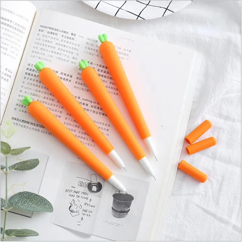 

1 PCS Creative Cute Black Refill Neutral Pen Stationery Korean Personalized Signature Gel Pens Student Carrot Water-Based Pen