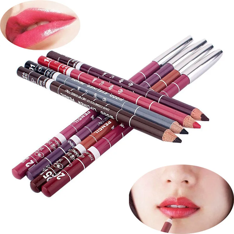 

1Pcs Cosmetic Professional Wood Lipliner Waterproof Women Lady Charming Lip Liner Soft Pencil Makeup 28 Colors Free Shipping