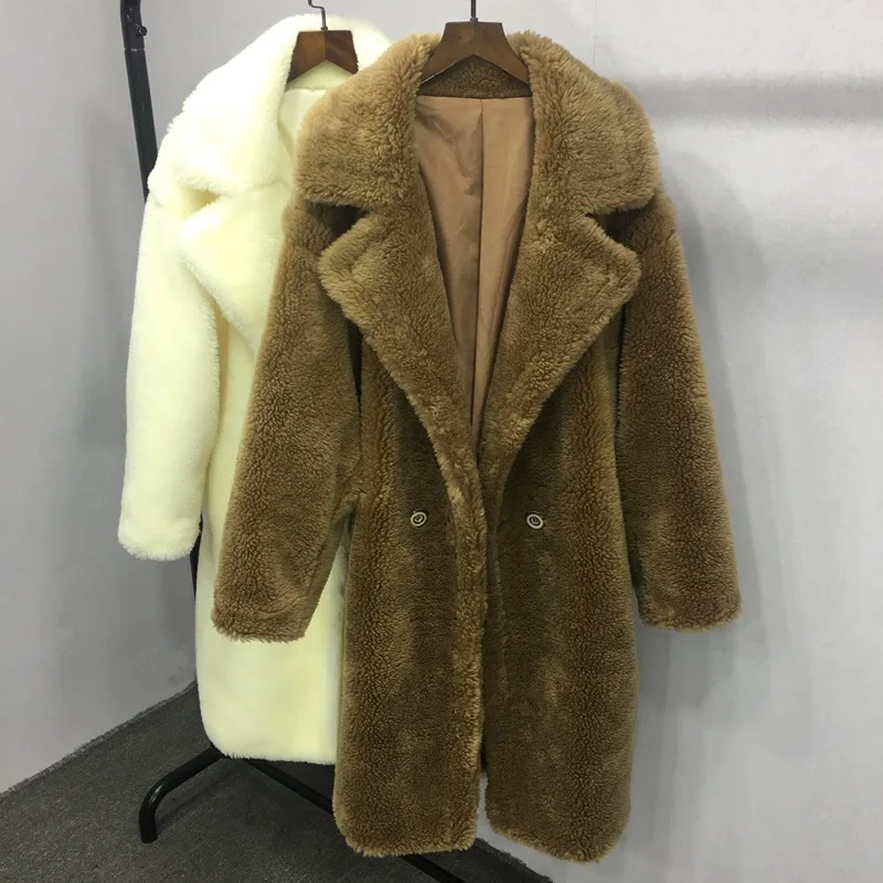 women real fur coat sheep loose big style female 2018 new winter warm thick natural lamb sheep fur outwear luxury brand fur coat
