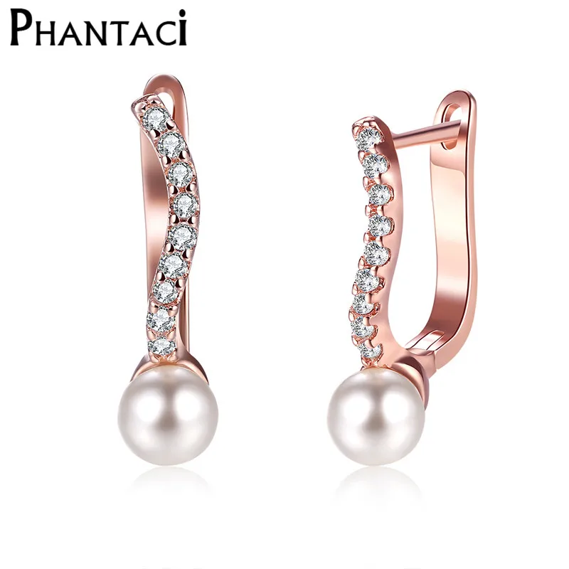2017 New AAA Zircon Wedding Party Stud font b Earring b font Rose Gold Plate Pendent