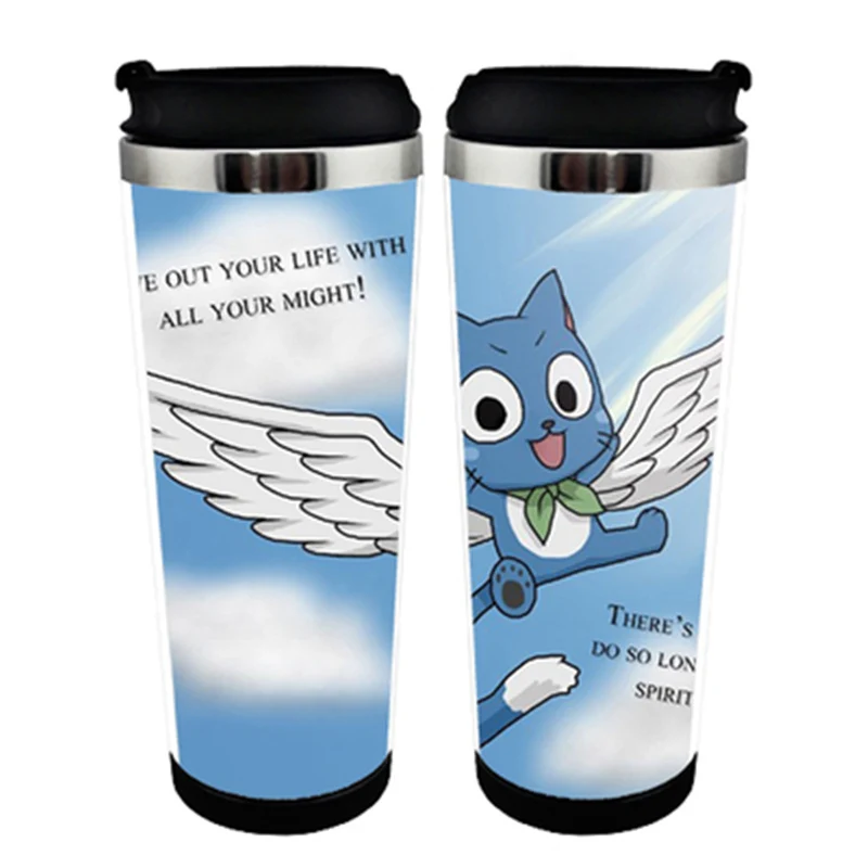 Goedkoop HOT KOOP Japanse Anime Fairy Tail Dubbele Isolatie Mok Koffie Cup Plastic liner en Roestvrij staal liner Ruimte Cup