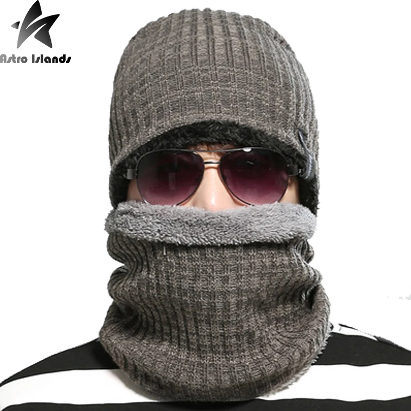 

2016 Hot Sale Unisex Mens Knitting Wool Cap Hedging Cap Keep Warm Plus Thick Velvet Eamuffs Masked Hat Cycling Winter MT266