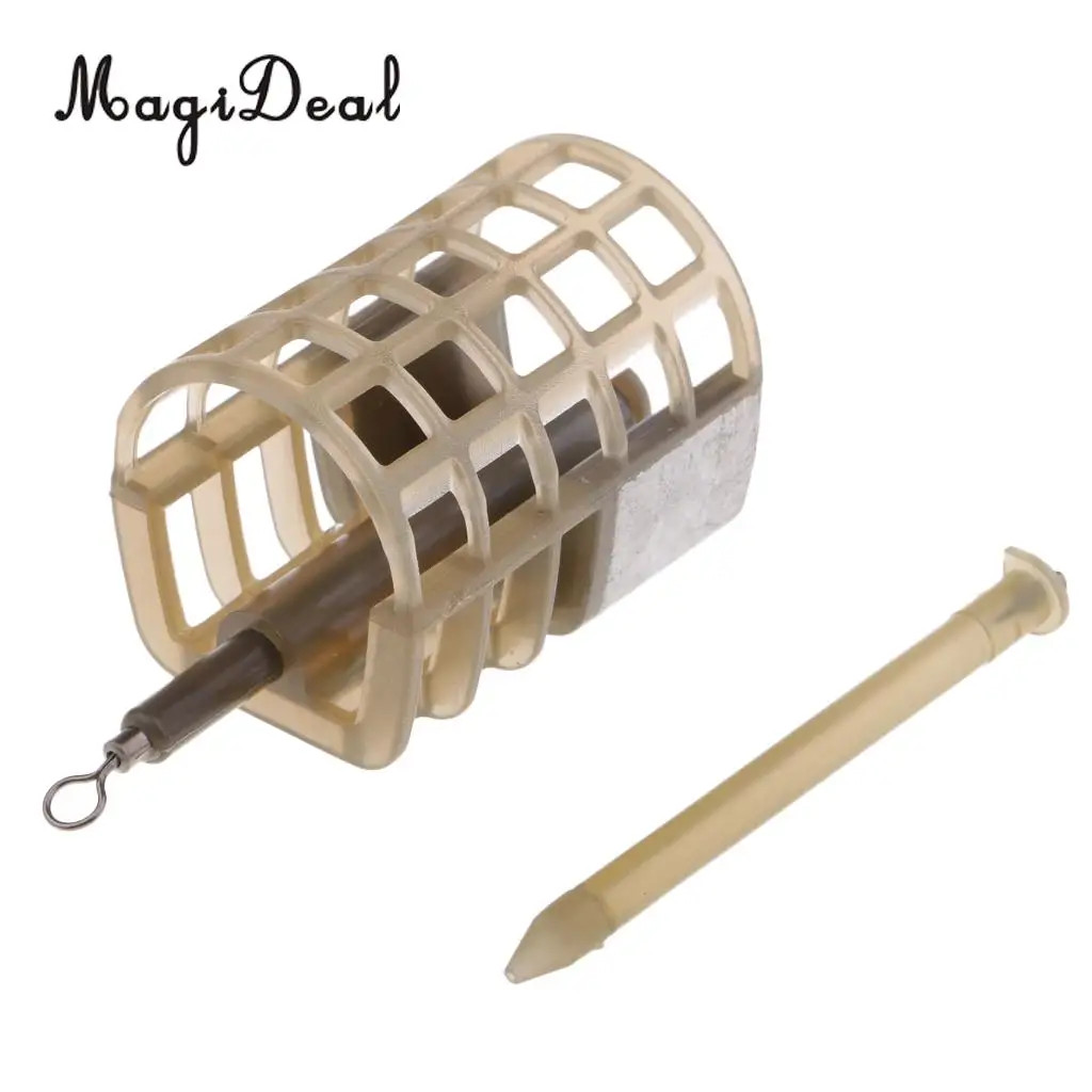 In Line Cage Feeder Coarse Fishing Feeders Bait Cage Lure Holder Basket with Lead Sinker 30g