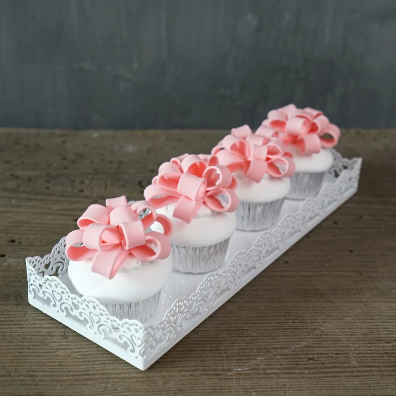 Rectangle Tray For Cupcake Metal White Wedding Cake Tools For Display Decoration Plate Party Event Home