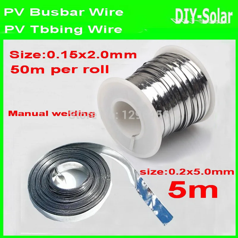 

50m Tabbing Wire 2.0mm + 5m Busbar Wire 5.0mm for DIY Solar Cells Soldering