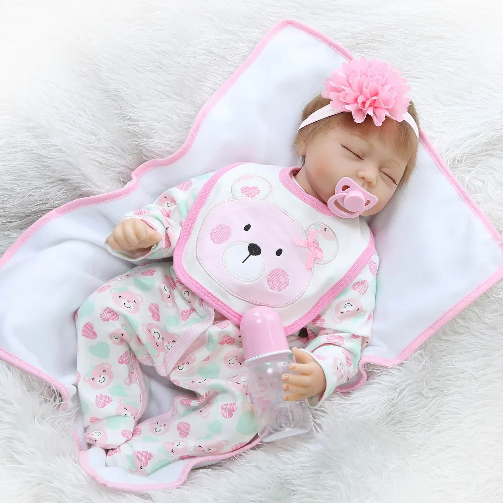 55cm NPKCOLLECTION Soft Silicone Reborn Sleeping Baby Doll Lifelike Newborn Alive Baby-Reborn Doll Girl Brinquedos Birthday Gift