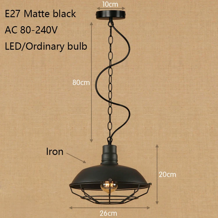 Винтаж Промышленный Утюг подвеска в форме клеток свет светодио дный E27 простой страна подвесной светильник для кухонный зал cafe