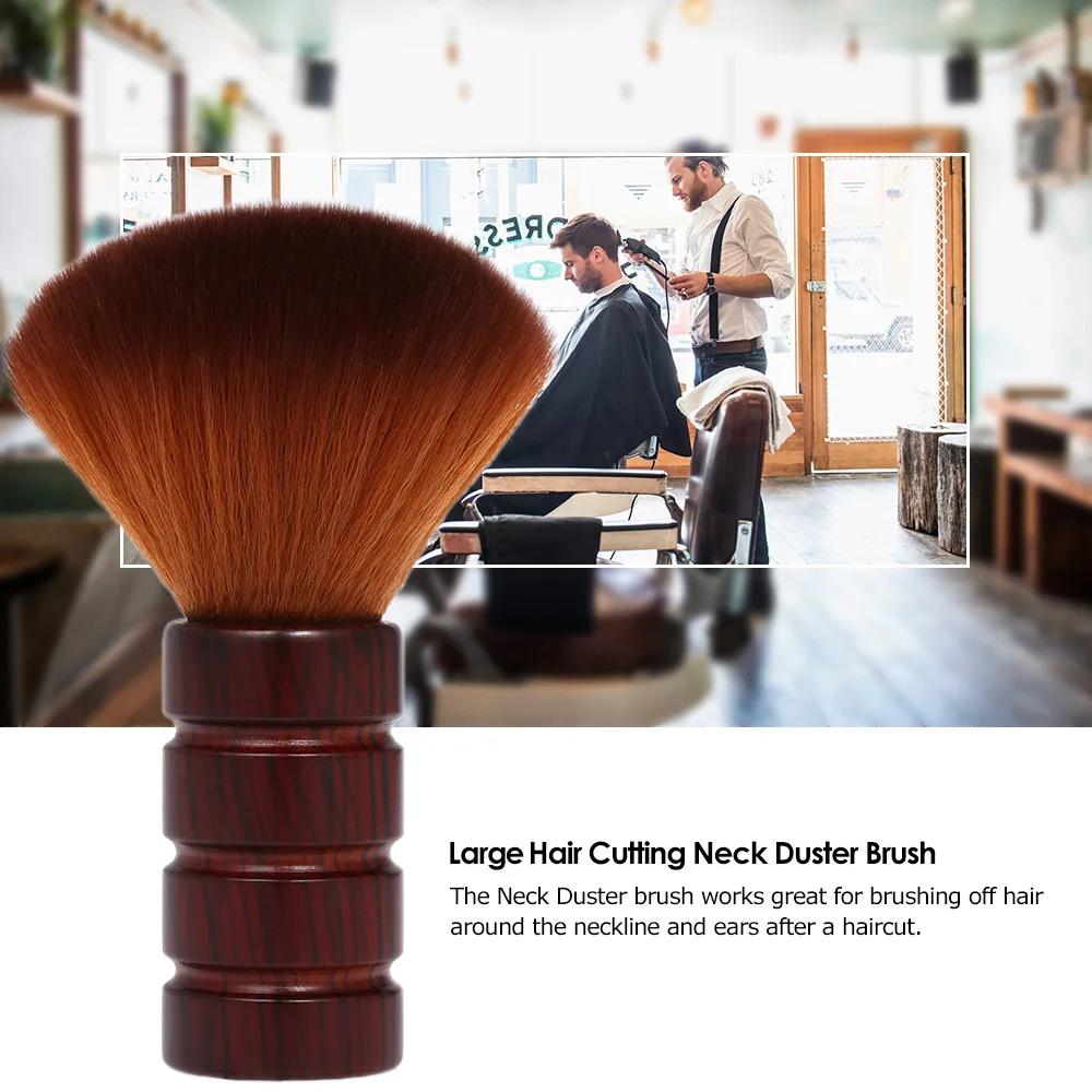 

Barber Cleaning Hairbrush Neck Face Dust Clean Brush Soft Nylon Hair Wooden Handle Hair Styling Tools Styling Accessory