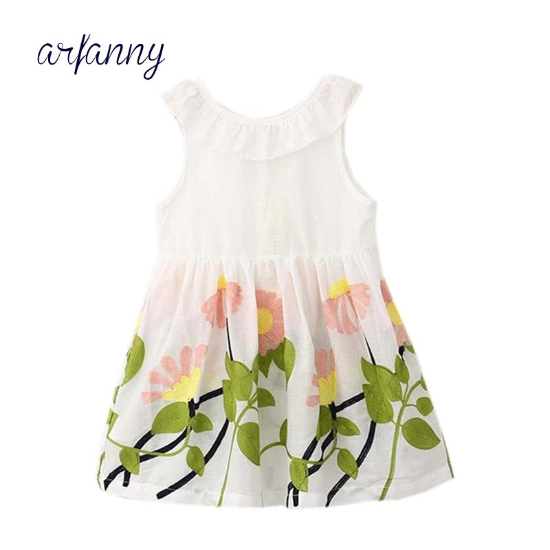 

Baby Girls Clothes100% Cotton 1 2 3 4 5 6 years girl dress the summer children Bow Leaking back shaped cotton dress Kleding