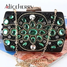 New Arrive Top Grade Gemstone Women Evening Bags Fashion Retro Beaded Clutch Bag Female Wedding Clutches Purses Box Bags natassie 2018 new arrival women clutch bag top quality suede clutches purses ladies fashion tassel evening bags