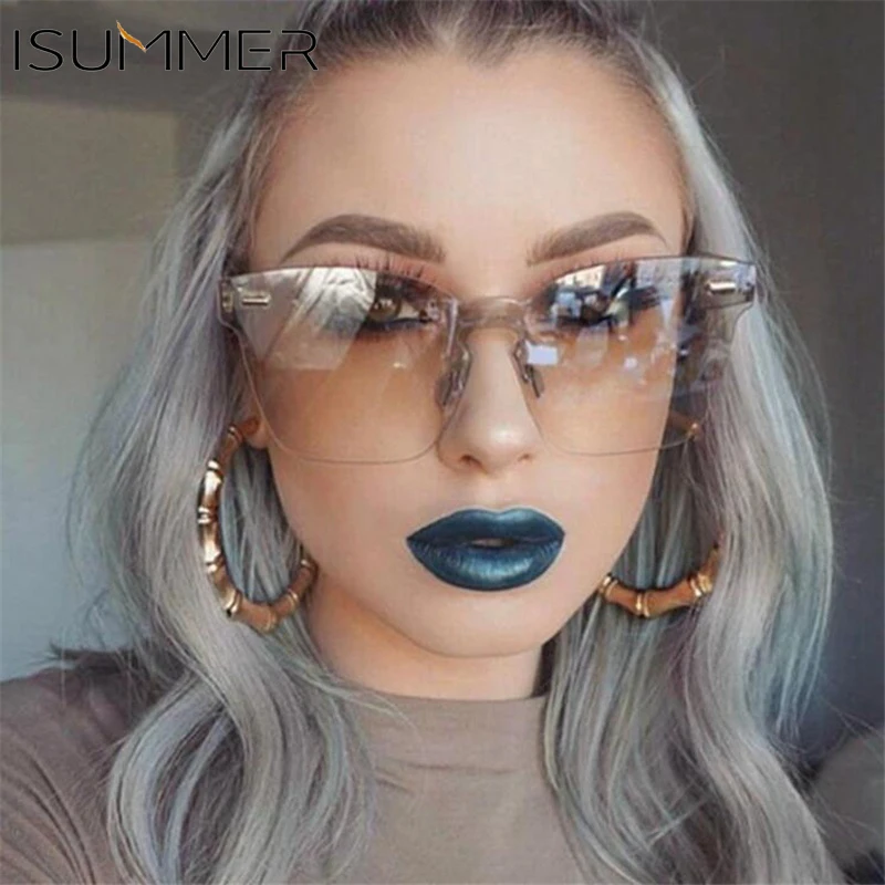 

Hot Fashion Brand Designer Sunglasses Women Summer Rimless Square Shades Sun Glasses Eyewear Sunshines Luxury Sunglasses Woman