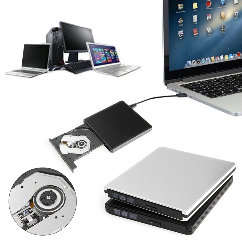 2018 Новый USB 3 0 Алюминий Lightscribe DVD 8X Внешний горелки CD RW Writer Встроенная память