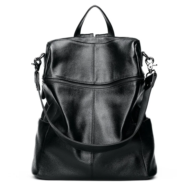 

LOEIL Backpack female bag top layer cowhide Korean version of soft leather fashion wild leather backpack tide